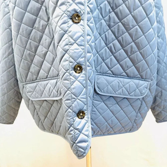 NWT CROFT&BARROW Women Button Down Collarless Quilted Blue Jacket Lightweight 4X - Picture 7 of 15